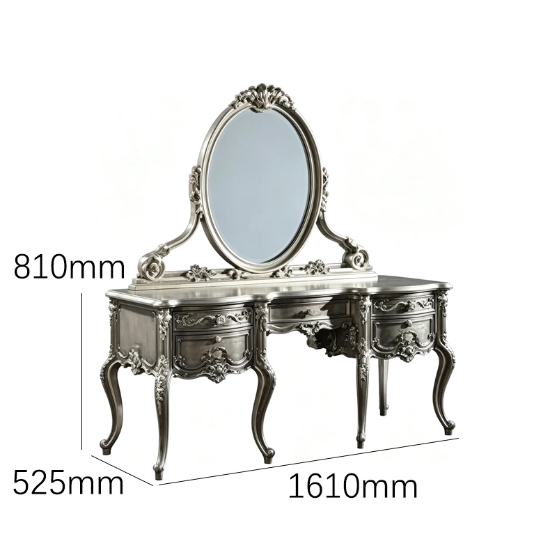 EKAR Classic French Rococo Vanity Dressing Table with Oval Mirror,MY SHOP,EKAR Classic French Rococo Vanity Dressing Table with Oval Mirror,foshan furniture factory,custom Furniture factory,china furniture factory