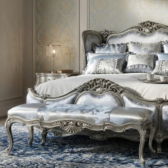 EKAR Classic French Rococo Bed End Bench with Gilded Frame,MY SHOP,EKAR Classic French Rococo Bed End Bench with Gilded Frame,foshan furniture factory,custom Furniture factory,china furniture factory