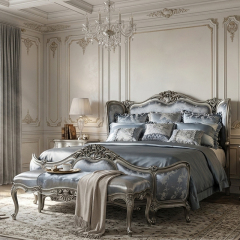 EKAR Classic French Rococo Bed End Bench with Gilded Frame,MY SHOP,EKAR Classic French Rococo Bed End Bench with Gilded Frame,foshan furniture factory,custom Furniture factory,china furniture factory
