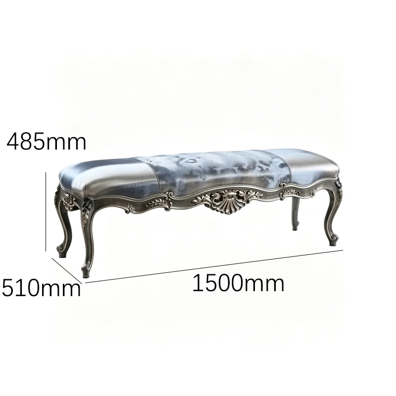 EKAR Classic French Rococo Bed End Bench with Gilded Frame,MY SHOP,EKAR Classic French Rococo Bed End Bench with Gilded Frame,foshan furniture factory,custom Furniture factory,china furniture factory