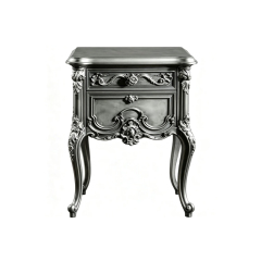 EKAR Classic French Rococo Bedside Table with Silver Gilded Finish,EKAR FURNITURE CO.,LTD,EKAR Classic French Rococo Bedside Table with Silver Gilded Finish,foshan furniture factory,custom Furniture factory,china furniture factory