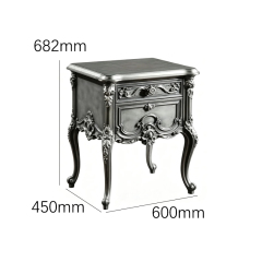 EKAR Classic French Rococo Bedside Table with Silver Gilded Finish,EKAR FURNITURE CO.,LTD,EKAR Classic French Rococo Bedside Table with Silver Gilded Finish,foshan furniture factory,custom Furniture factory,china furniture factory