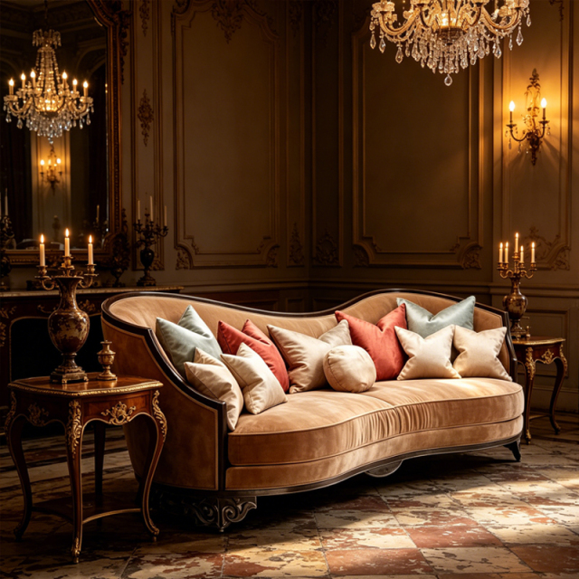 EKAR Classic French Serpentine Velvet Sofa with Wood Trim,MY SHOP,EKAR Classic French Serpentine Velvet Sofa with Wood Trim,foshan furniture factory,custom Furniture factory,china furniture factory
