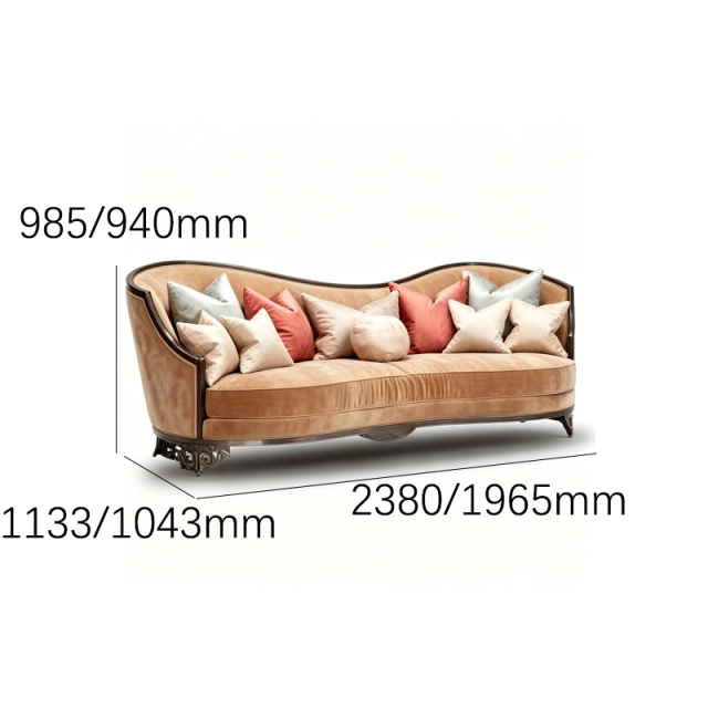EKAR Classic French Serpentine Velvet Sofa with Wood Trim,MY SHOP,EKAR Classic French Serpentine Velvet Sofa with Wood Trim,foshan furniture factory,custom Furniture factory,china furniture factory