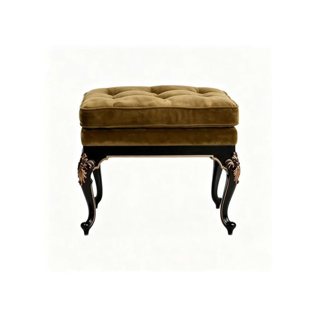 EKAR Classic French Tufted Velvet Dressing Stool with Black and Gold Frame,EKAR FURNITURE CO.,LTD,EKAR Classic French Tufted Velvet Dressing Stool with Black and Gold Frame,foshan furniture factory,custom Furniture factory,china furniture factory
