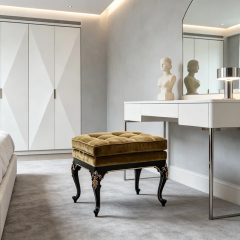 EKAR Classic French Tufted Velvet Dressing Stool with Black and Gold Frame,EKAR FURNITURE CO.,LTD,EKAR Classic French Tufted Velvet Dressing Stool with Black and Gold Frame,foshan furniture factory,custom Furniture factory,china furniture factory