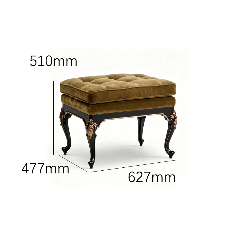EKAR Classic French Tufted Velvet Dressing Stool with Black and Gold Frame,EKAR FURNITURE CO.,LTD,EKAR Classic French Tufted Velvet Dressing Stool with Black and Gold Frame,foshan furniture factory,custom Furniture factory,china furniture factory