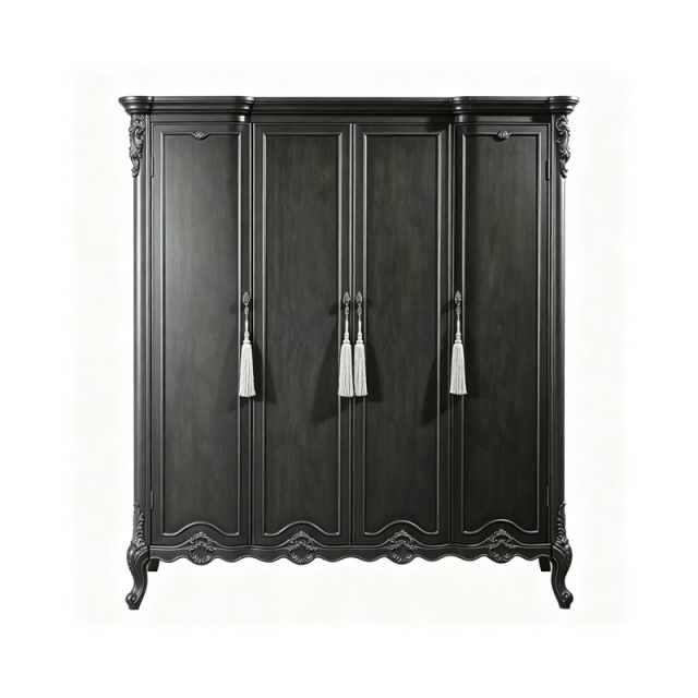 EKAR Classic French Hand-Carved Armoire with Ornate Tassel Details,MY SHOP,EKAR Classic French Hand-Carved Armoire with Ornate Tassel Details,foshan furniture factory,custom Furniture factory,china furniture factory