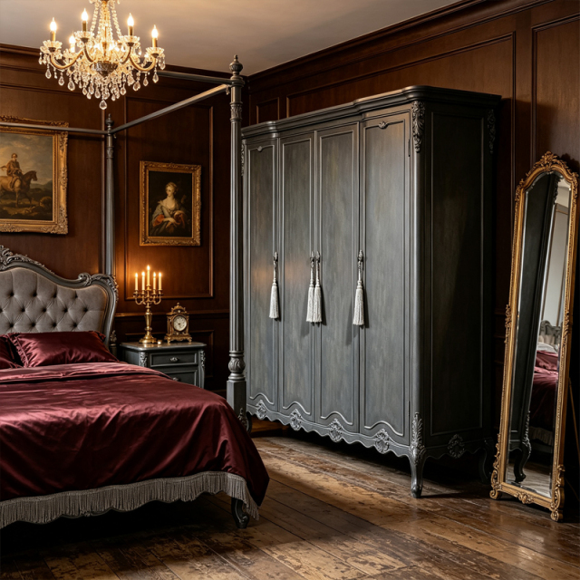 EKAR Classic French Hand-Carved Armoire with Ornate Tassel Details,MY SHOP,EKAR Classic French Hand-Carved Armoire with Ornate Tassel Details,foshan furniture factory,custom Furniture factory,china furniture factory