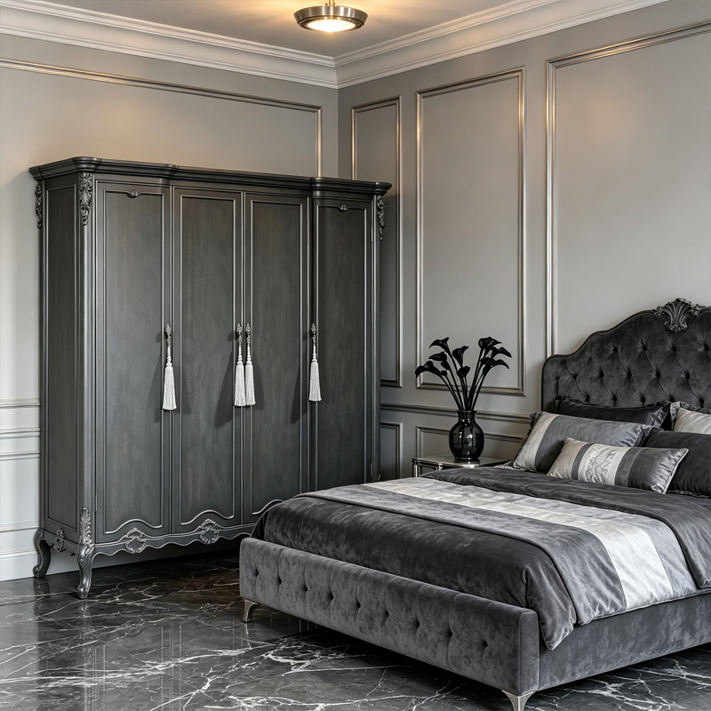 EKAR Classic French Hand-Carved Armoire with Ornate Tassel Details,MY SHOP,EKAR Classic French Hand-Carved Armoire with Ornate Tassel Details,foshan furniture factory,custom Furniture factory,china furniture factory