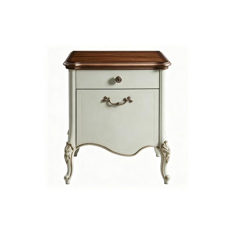 EKAR Classic French Cream Bedside Table with Walnut Finish Top,EKAR FURNITURE CO.,LTD,EKAR Classic French Cream Bedside Table with Walnut Finish Top,foshan furniture factory,custom Furniture factory,china furniture factory