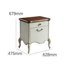 EKAR Classic French Cream Bedside Table with Walnut Finish Top,EKAR FURNITURE CO.,LTD,EKAR Classic French Cream Bedside Table with Walnut Finish Top,foshan furniture factory,custom Furniture factory,china furniture factory
