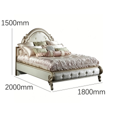 EKAR Classic French Tufted Leather Bed with Gilded Frame,MY SHOP,EKAR Classic French Tufted Leather Bed with Gilded Frame,foshan furniture factory,custom Furniture factory,china furniture factory