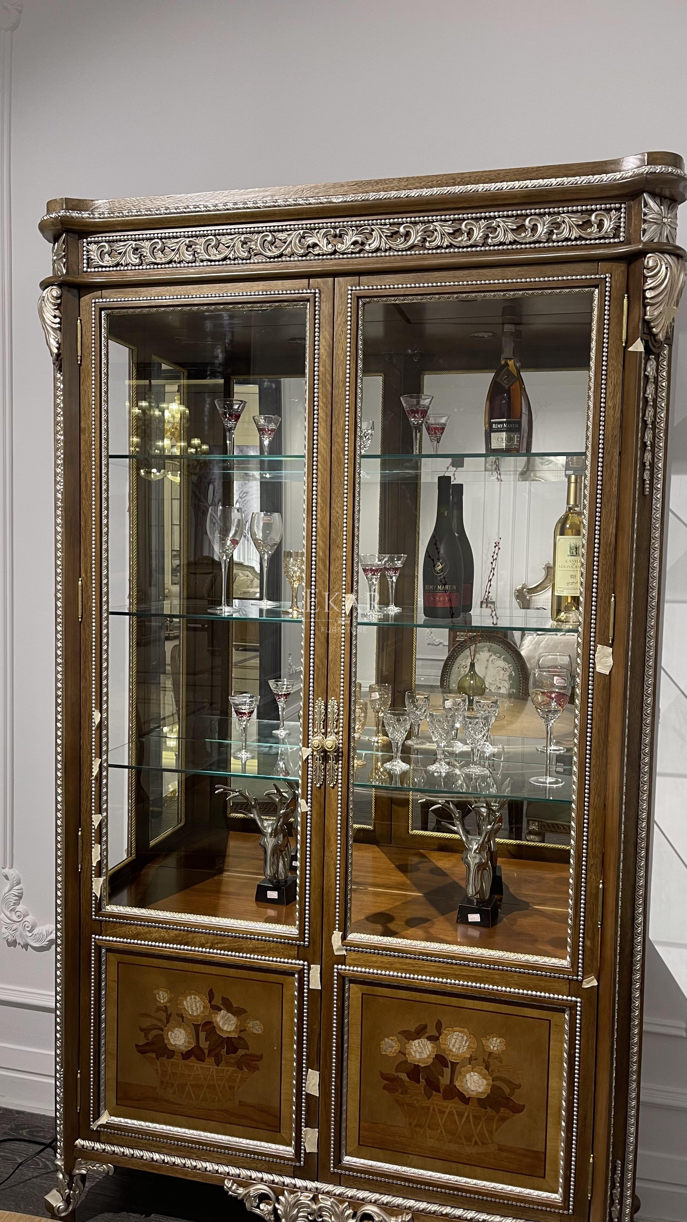 Florentine Floral Heritage Vitrine | Luxury American Classical China Cabinet by EKAR FURNITURE,EKAR FURNITURE CO.,LTD,Florentine Floral Heritage Vitrine | Luxury American Classical China Cabinet by EKAR FURNITURE,foshan furniture factory,custom Furniture factory,china furniture factory