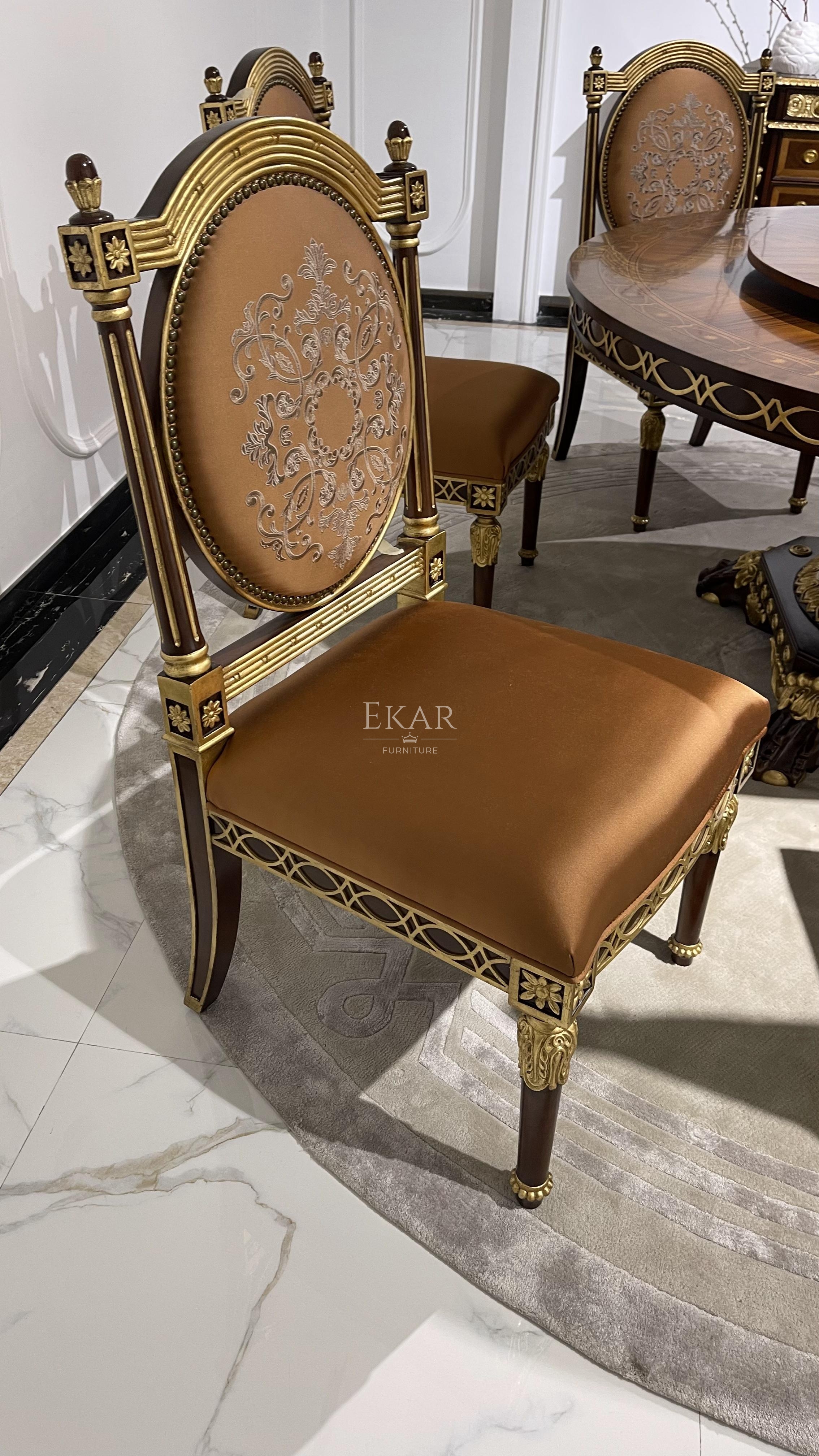 EKAR Regency Imperial Oval Back Side Chair with Gilded Fretwork and Embroidered Satin,EKAR FURNITURE CO.,LTD,EKAR Regency Imperial Oval Back Side Chair with Gilded Fretwork and Embroidered Satin,foshan furniture factory,custom Furniture factory,china furniture factory