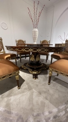EKAR Windsor Royal Round Dining Table with Starburst Marquetry and Gilded Pedestal,MY SHOP,EKAR Windsor Royal Round Dining Table with Starburst Marquetry and Gilded Pedestal,foshan furniture factory,custom Furniture factory,china furniture factory