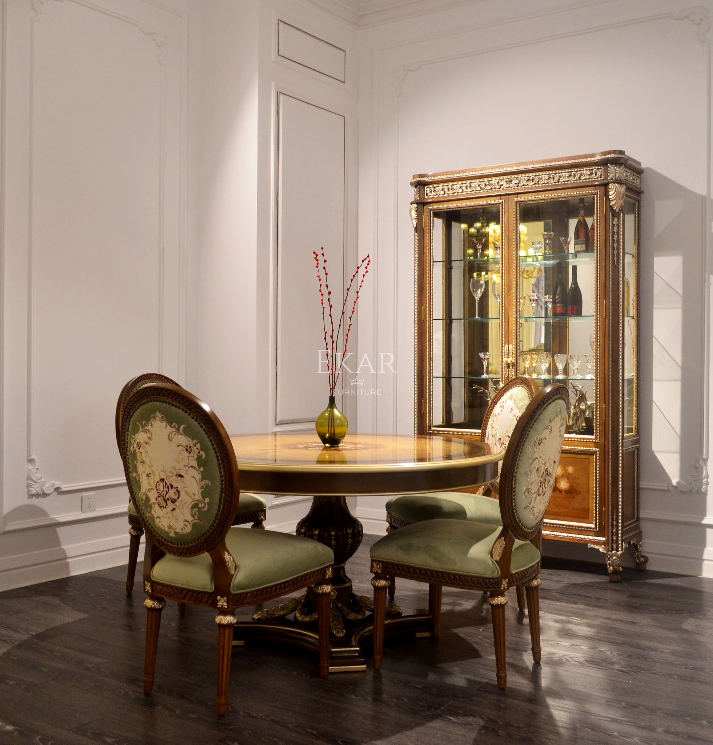 Florentine Floral Heritage Vitrine | Luxury American Classical China Cabinet by EKAR FURNITURE,EKAR FURNITURE CO.,LTD,Florentine Floral Heritage Vitrine | Luxury American Classical China Cabinet by EKAR FURNITURE,foshan furniture factory,custom Furniture factory,china furniture factory