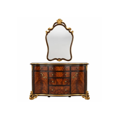 Empress Regency Burl-Wood Vanity &amp; Crown Mirror Set | Luxury French Classical Dressing Table - EKAR,EKAR FURNITURE CO.,LTD,Empress Regency Burl-Wood Vanity &amp; Crown Mirror Set | Luxury French Classical Dressing Table - EKAR,foshan furniture factory,custom Furniture factory,china furniture factory