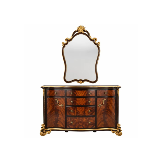 Empress Regency Burl-Wood Vanity &amp; Crown Mirror Set | Luxury French Classical Dressing Table - EKAR,EKAR FURNITURE CO.,LTD,Empress Regency Burl-Wood Vanity &amp; Crown Mirror Set | Luxury French Classical Dressing Table - EKAR,foshan furniture factory,custom Furniture factory,china furniture factory