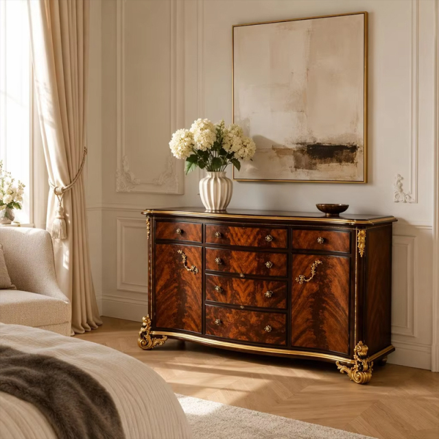 Empress Regency Burl-Wood Vanity &amp; Crown Mirror Set | Luxury French Classical Dressing Table - EKAR,EKAR FURNITURE CO.,LTD,Empress Regency Burl-Wood Vanity &amp; Crown Mirror Set | Luxury French Classical Dressing Table - EKAR,foshan furniture factory,custom Furniture factory,china furniture factory