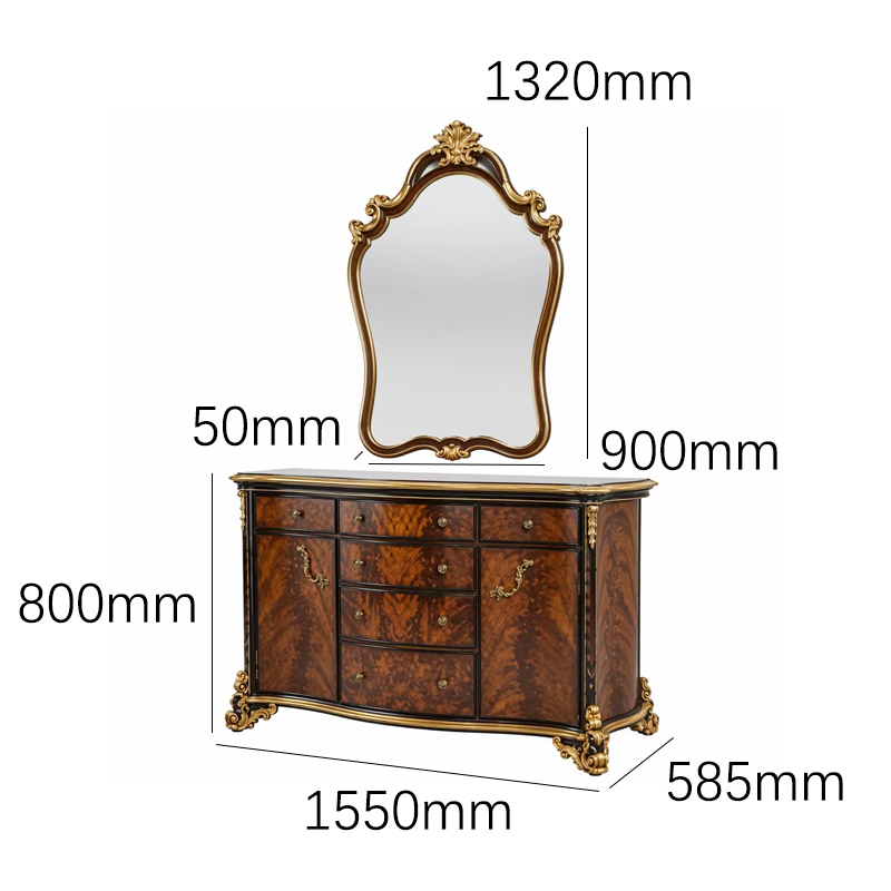 Empress Regency Burl-Wood Vanity &amp; Crown Mirror Set | Luxury French Classical Dressing Table - EKAR,EKAR FURNITURE CO.,LTD,Empress Regency Burl-Wood Vanity &amp; Crown Mirror Set | Luxury French Classical Dressing Table - EKAR,foshan furniture factory,custom Furniture factory,china furniture factory