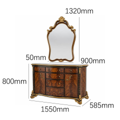 Empress Regency Burl-Wood Vanity &amp; Crown Mirror Set | Luxury French Classical Dressing Table - EKAR,EKAR FURNITURE CO.,LTD,Empress Regency Burl-Wood Vanity &amp; Crown Mirror Set | Luxury French Classical Dressing Table - EKAR,foshan furniture factory,custom Furniture factory,china furniture factory