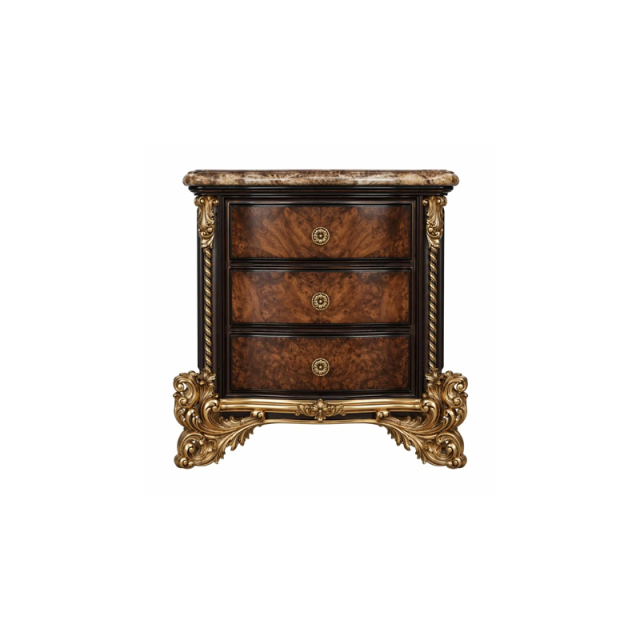 Sovereign Empress Burl-Wood Nightstand | Luxury French Classical Hand-Carved Bedside Cabinet - EKAR,EKAR FURNITURE CO.,LTD,Sovereign Empress Burl-Wood Nightstand | Luxury French Classical Hand-Carved Bedside Cabinet - EKAR,foshan furniture factory,custom Furniture factory,china furniture factory