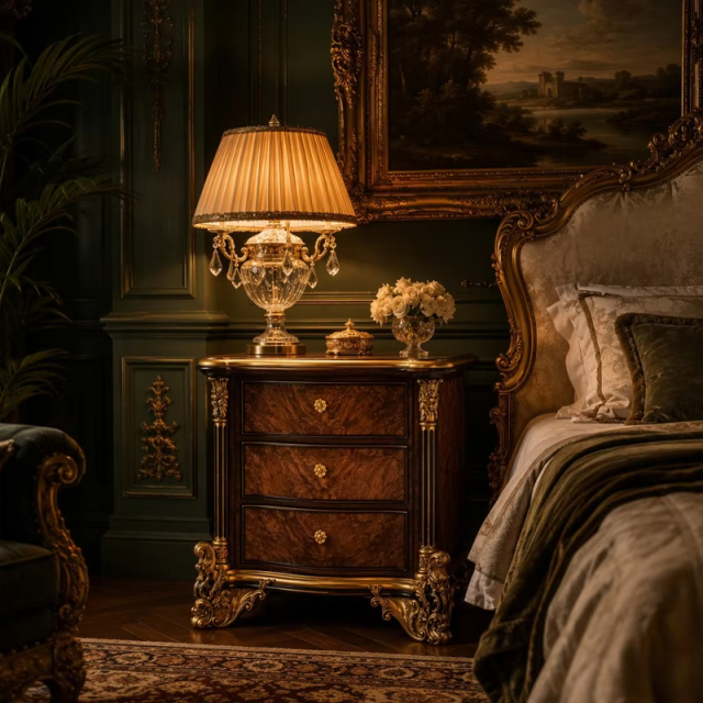 Sovereign Empress Burl-Wood Nightstand | Luxury French Classical Hand-Carved Bedside Cabinet - EKAR,EKAR FURNITURE CO.,LTD,Sovereign Empress Burl-Wood Nightstand | Luxury French Classical Hand-Carved Bedside Cabinet - EKAR,foshan furniture factory,custom Furniture factory,china furniture factory