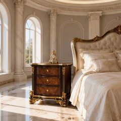 Sovereign Empress Burl-Wood Nightstand | Luxury French Classical Hand-Carved Bedside Cabinet - EKAR,EKAR FURNITURE CO.,LTD,Sovereign Empress Burl-Wood Nightstand | Luxury French Classical Hand-Carved Bedside Cabinet - EKAR,foshan furniture factory,custom Furniture factory,china furniture factory