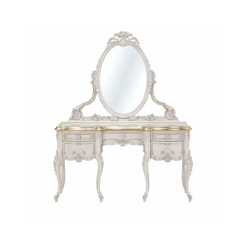 Seraphina Pearl Gilded Vanity Set | Luxury French Classical Dressing Table with Mirror - EKAR FURNITURE,EKAR FURNITURE CO.,LTD,Seraphina Pearl Gilded Vanity Set | Luxury French Classical Dressing Table with Mirror - EKAR FURNITURE,foshan furniture factory,custom Furniture factory,china furniture factory
