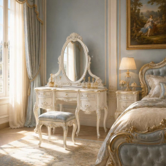 Seraphina Pearl Gilded Vanity Set | Luxury French Classical Dressing Table with Mirror - EKAR FURNITURE,EKAR FURNITURE CO.,LTD,Seraphina Pearl Gilded Vanity Set | Luxury French Classical Dressing Table with Mirror - EKAR FURNITURE,foshan furniture factory,custom Furniture factory,china furniture factory
