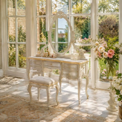 Seraphina Pearl Gilded Vanity Set | Luxury French Classical Dressing Table with Mirror - EKAR FURNITURE,EKAR FURNITURE CO.,LTD,Seraphina Pearl Gilded Vanity Set | Luxury French Classical Dressing Table with Mirror - EKAR FURNITURE,foshan furniture factory,custom Furniture factory,china furniture factory