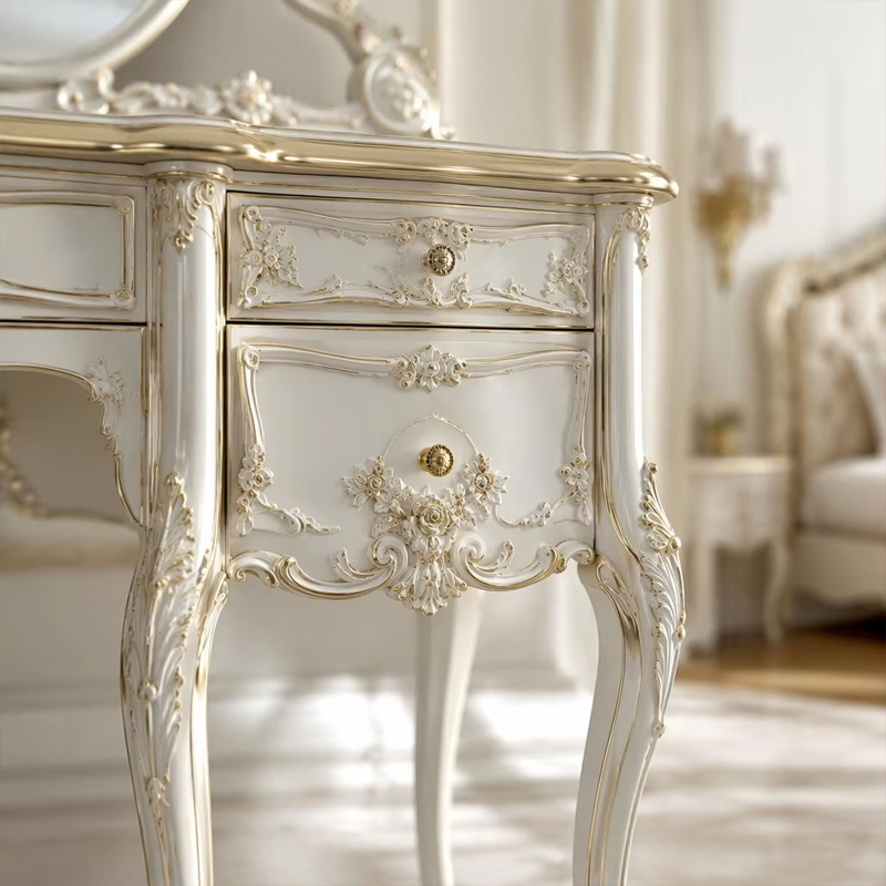 Seraphina Pearl Gilded Vanity Set | Luxury French Classical Dressing Table with Mirror - EKAR FURNITURE,EKAR FURNITURE CO.,LTD,Seraphina Pearl Gilded Vanity Set | Luxury French Classical Dressing Table with Mirror - EKAR FURNITURE,foshan furniture factory,custom Furniture factory,china furniture factory