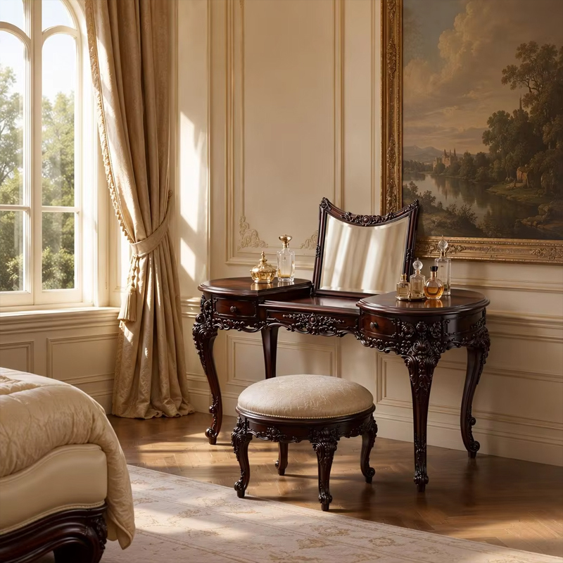 Versailles Heritage Bespoke Vanity &amp; Crown Mirror | Luxury French Classical Dressing Table -EKAR FURNITURE,EKAR FURNITURE CO.,LTD,Versailles Heritage Bespoke Vanity &amp; Crown Mirror | Luxury French Classical Dressing Table -EKAR FURNITURE,foshan furniture factory,custom Furniture factory,china furniture factory