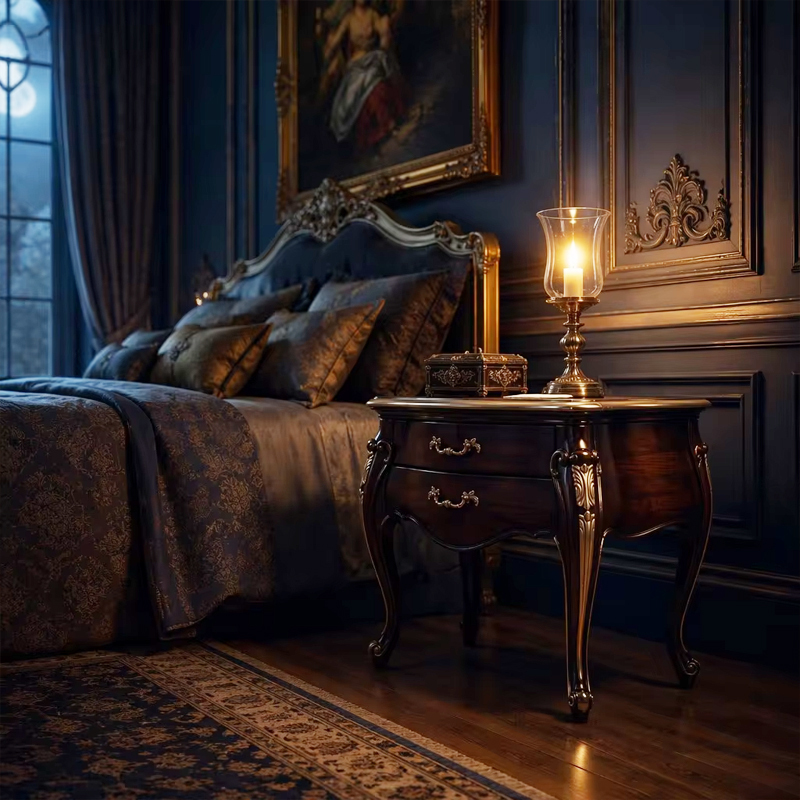 Valence Heritage Silver-Accented Nightstand | Luxury French Classical Bedside Cabinet - EKAR,EKAR FURNITURE CO.,LTD,Valence Heritage Silver-Accented Nightstand | Luxury French Classical Bedside Cabinet - EKAR,foshan furniture factory,custom Furniture factory,china furniture factory