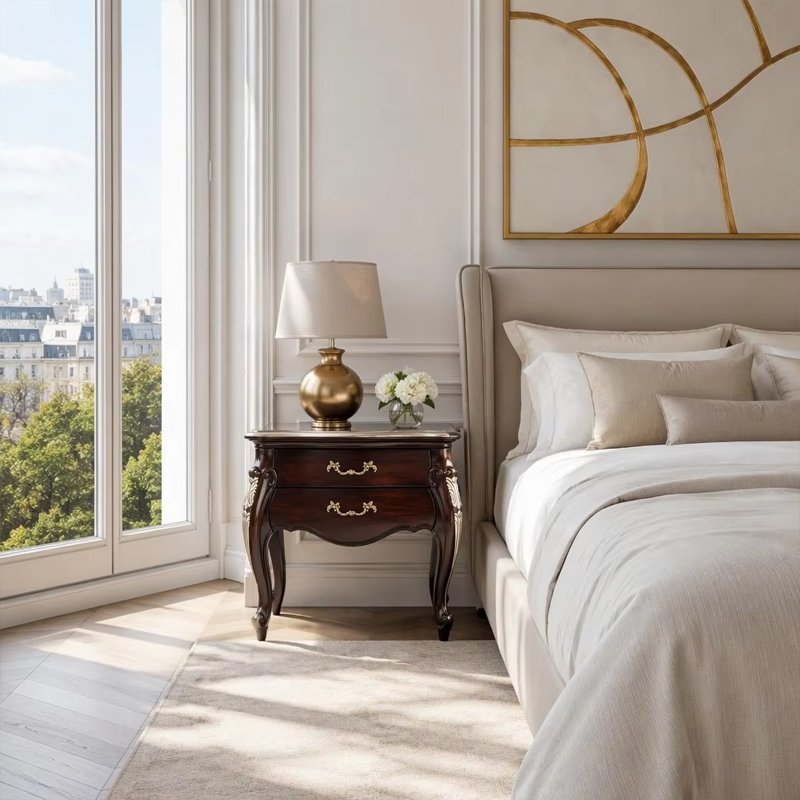 Valence Heritage Silver-Accented Nightstand | Luxury French Classical Bedside Cabinet - EKAR,EKAR FURNITURE CO.,LTD,Valence Heritage Silver-Accented Nightstand | Luxury French Classical Bedside Cabinet - EKAR,foshan furniture factory,custom Furniture factory,china furniture factory