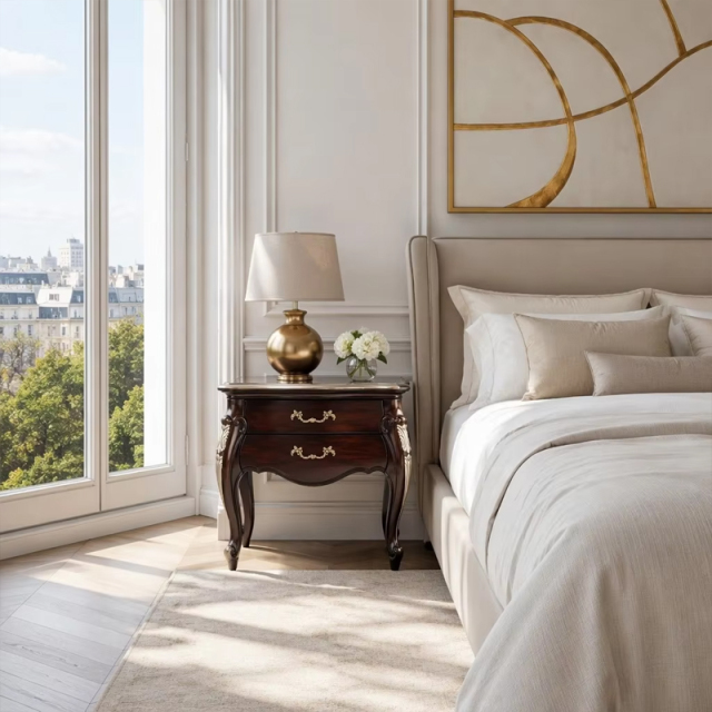Valence Heritage Silver-Accented Nightstand | Luxury French Classical Bedside Cabinet - EKAR,EKAR FURNITURE CO.,LTD,Valence Heritage Silver-Accented Nightstand | Luxury French Classical Bedside Cabinet - EKAR,foshan furniture factory,custom Furniture factory,china furniture factory