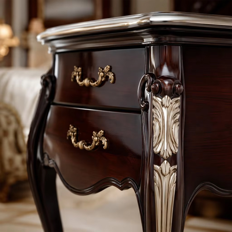 Valence Heritage Silver-Accented Nightstand | Luxury French Classical Bedside Cabinet - EKAR,EKAR FURNITURE CO.,LTD,Valence Heritage Silver-Accented Nightstand | Luxury French Classical Bedside Cabinet - EKAR,foshan furniture factory,custom Furniture factory,china furniture factory