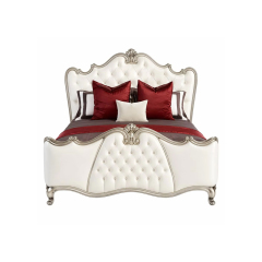 Aurelia Argento Neoclassical Tufted Master Bed | Luxury French Classical Silver-Gilded Bed - EKAR,EKAR FURNITURE CO.,LTD,Aurelia Argento Neoclassical Tufted Master Bed | Luxury French Classical Silver-Gilded Bed - EKAR,foshan furniture factory,custom Furniture factory,china furniture factory