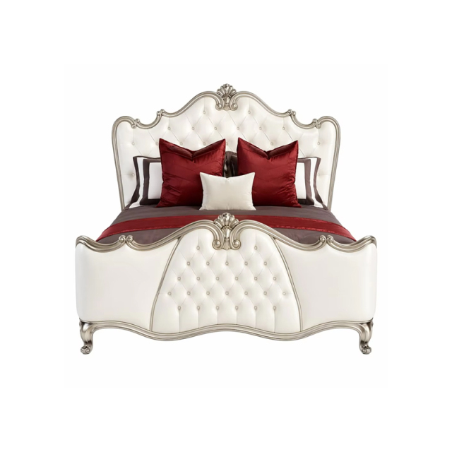 Aurelia Argento Neoclassical Tufted Master Bed | Luxury French Classical Silver-Gilded Bed - EKAR,EKAR FURNITURE CO.,LTD,Aurelia Argento Neoclassical Tufted Master Bed | Luxury French Classical Silver-Gilded Bed - EKAR,foshan furniture factory,custom Furniture factory,china furniture factory