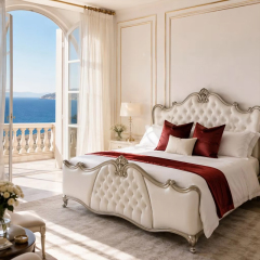 Aurelia Argento Neoclassical Tufted Master Bed | Luxury French Classical Silver-Gilded Bed - EKAR,EKAR FURNITURE CO.,LTD,Aurelia Argento Neoclassical Tufted Master Bed | Luxury French Classical Silver-Gilded Bed - EKAR,foshan furniture factory,custom Furniture factory,china furniture factory