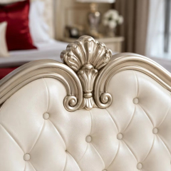 Aurelia Argento Neoclassical Tufted Master Bed | Luxury French Classical Silver-Gilded Bed - EKAR,EKAR FURNITURE CO.,LTD,Aurelia Argento Neoclassical Tufted Master Bed | Luxury French Classical Silver-Gilded Bed - EKAR,foshan furniture factory,custom Furniture factory,china furniture factory