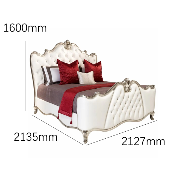 Aurelia Argento Neoclassical Tufted Master Bed | Luxury French Classical Silver-Gilded Bed - EKAR,EKAR FURNITURE CO.,LTD,Aurelia Argento Neoclassical Tufted Master Bed | Luxury French Classical Silver-Gilded Bed - EKAR,foshan furniture factory,custom Furniture factory,china furniture factory