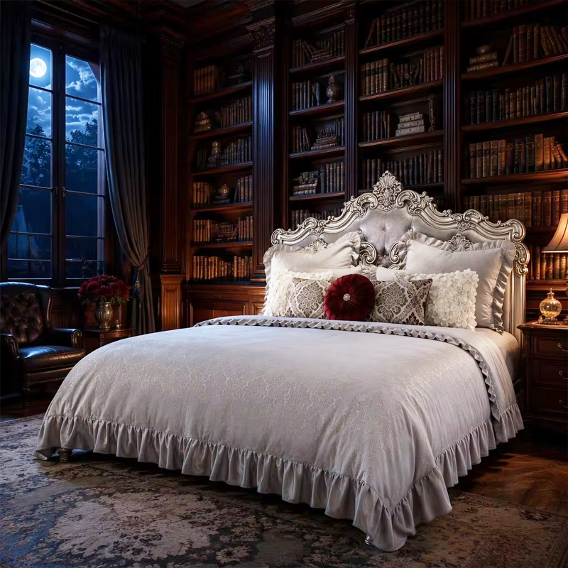 Versailles Argento Imperial Master Bed | Luxury French Classical Silver-Gilded Furniture - EKAR EK-MS-3008A58K,EKAR FURNITURE CO.,LTD,Versailles Argento Imperial Master Bed | Luxury French Classical Silver-Gilded Furniture - EKAR EK-MS-3008A58K,foshan furniture factory,custom Furniture factory,china furniture factory