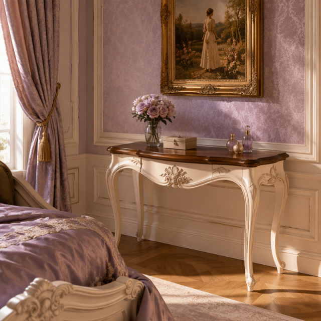 Aurelia Heritage Serpentine Vanity Table | Luxury French Neoclassical Dressing Console - EKAR,EKAR FURNITURE CO.,LTD,Aurelia Heritage Serpentine Vanity Table | Luxury French Neoclassical Dressing Console - EKAR,foshan furniture factory,custom Furniture factory,china furniture factory