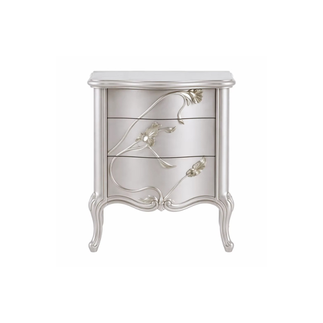 Valence Argento Floral Nightstand | Luxury French Classical Silver Bedside Cabinet - EKAR,EKAR FURNITURE CO.,LTD,Valence Argento Floral Nightstand | Luxury French Classical Silver Bedside Cabinet - EKAR,foshan furniture factory,custom Furniture factory,china furniture factory