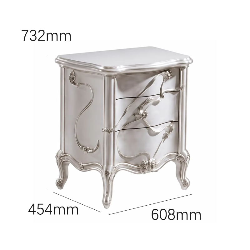 Valence Argento Floral Nightstand | Luxury French Classical Silver Bedside Cabinet - EKAR,EKAR FURNITURE CO.,LTD,Valence Argento Floral Nightstand | Luxury French Classical Silver Bedside Cabinet - EKAR,foshan furniture factory,custom Furniture factory,china furniture factory