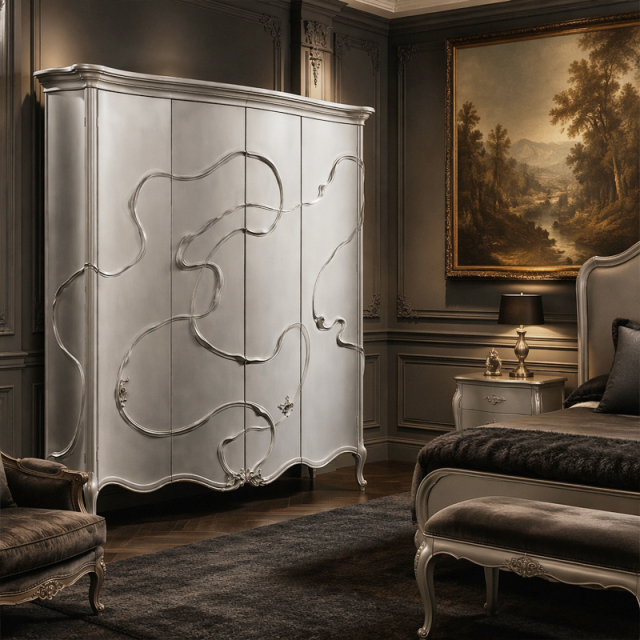 Valence Argento Floral Armoire | Luxury French Classical Silver Four-Door Wardrobe - EKAR,EKAR FURNITURE CO.,LTD,Valence Argento Floral Armoire | Luxury French Classical Silver Four-Door Wardrobe - EKAR,foshan furniture factory,custom Furniture factory,china furniture factory