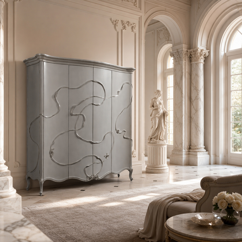 Valence Argento Floral Armoire | Luxury French Classical Silver Four-Door Wardrobe - EKAR,EKAR FURNITURE CO.,LTD,Valence Argento Floral Armoire | Luxury French Classical Silver Four-Door Wardrobe - EKAR,foshan furniture factory,custom Furniture factory,china furniture factory