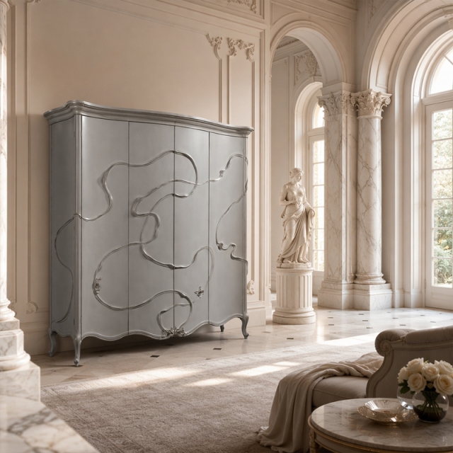 Valence Argento Floral Armoire | Luxury French Classical Silver Four-Door Wardrobe - EKAR,EKAR FURNITURE CO.,LTD,Valence Argento Floral Armoire | Luxury French Classical Silver Four-Door Wardrobe - EKAR,foshan furniture factory,custom Furniture factory,china furniture factory